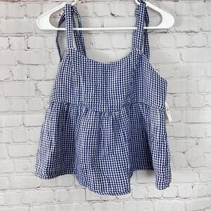 Old Navy NWT Gingham‎ Print Peplum Top Women's  XS Petite